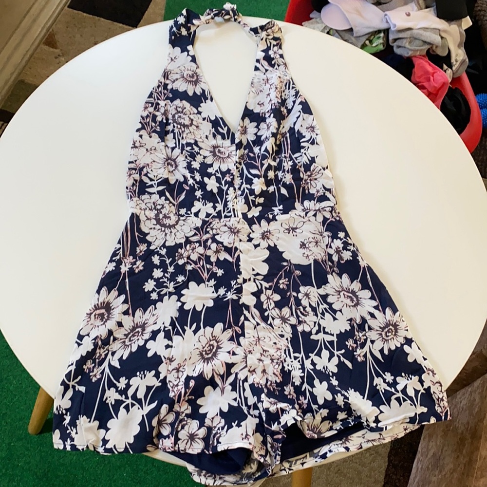 Floral halter neck romper